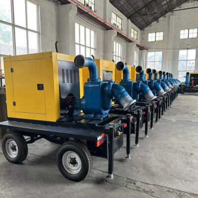 diesel movable 4 wheels trailer agricultural irrigation drainage flood relief self priming sewage water pump