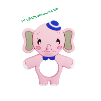 wholesale elephant shape animal food grade silicone teethers for babies baby chew toy teether from Shenzhen Siliconemart Tech Co.,Ltd.