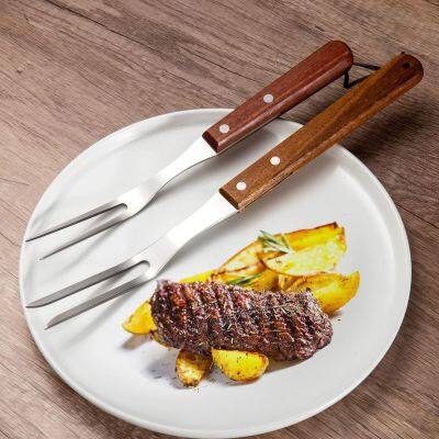 Carving Forks Stainless Steel Meat Fork with Wooden Handle Cooking Fork BBQ Fork Grill Fork Steak Fork for Kitchen Roast