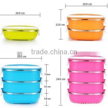 Double Wall Thermal Lunch Box 3 Layer Rectagular Shape