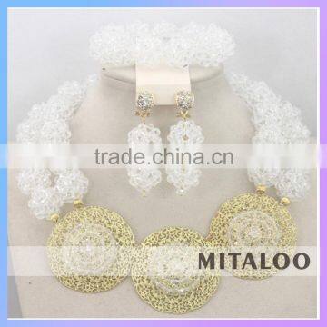 Mitaloo Factory Sale White Indian Necklace Jewelry Set African Wedding Beads MT0002