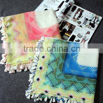 Fresh New Design Long Large Size Fashion Women Linen Cotton Tassel Scarf photo-6