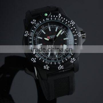 New Swiss Design Mens Black Military Functional Bezel Red Royal Military Watches MR064