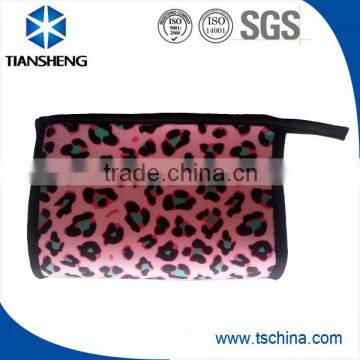 Outdoor elastic neoprene cosmetic bag with zipper