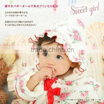 Japanese wholesale products high quality cute and flower pattern velour baby girl winter dresses