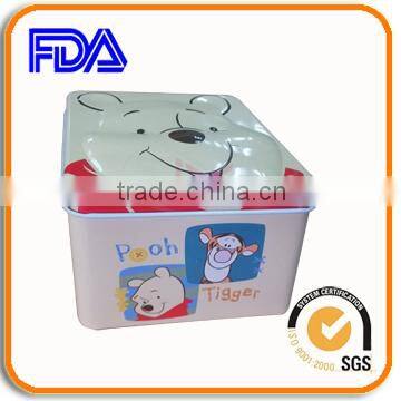 embossing Disney cartoon image square tin box