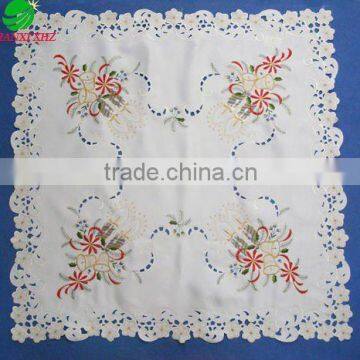 100% polyester embroidery christmas table cloth with cutworkhouseware household textile