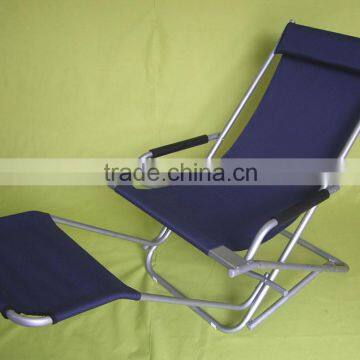 Steel outdoor rocking reclining chair with footrest