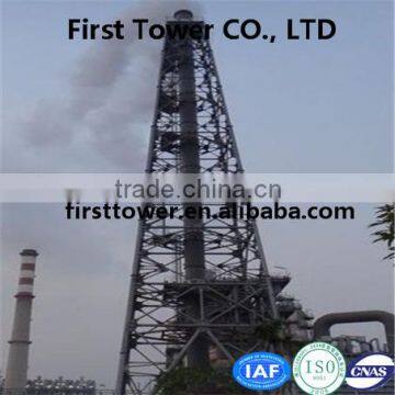 Chimney steel tower for waste gas or smoke emissions