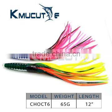 Bullet resin head pvc skirts trolling lures 12inch 67g customized colors big game Marlin lures