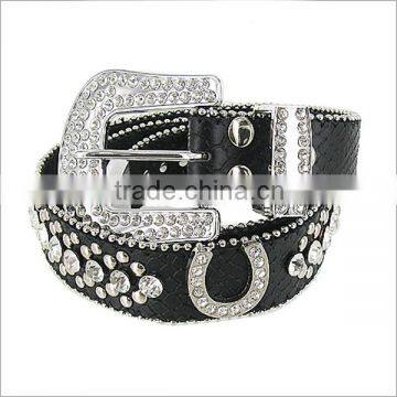 Rhinestone Horse Shoe Accent Fashion Leather Belt