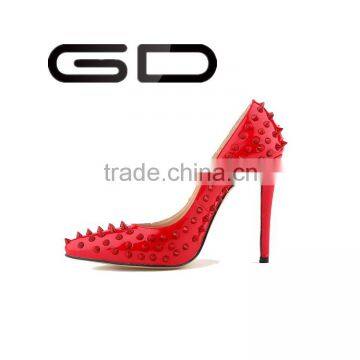 Fashionable women rivet colorful thin high heel shoes