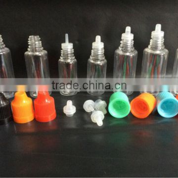 PETe liquid bottle, thin drop tip and child proof cap