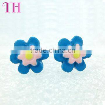 factory wholesale eco-friendly resin blue flower shape earring safety pin turkey earring pins