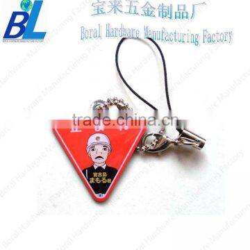 Trangle shaped Japanese metal phone strap decoration pendant