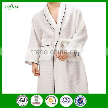 waffle wave white bathrobe 100% cotton man