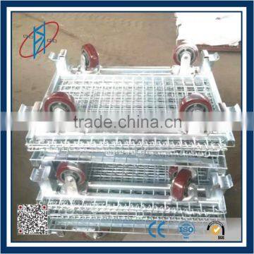 collapsible stackable pallet container wire mesh cage