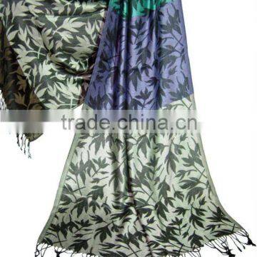 Silky Viscose Fashion Scarf infinity loop in jacquard woven reversible patterns