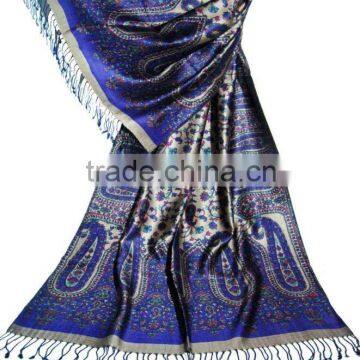 Elegant paisley print pattern silk viscose scarves