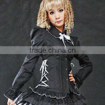 Cotton Black Lace Ribbon Lolita Blouse 81058