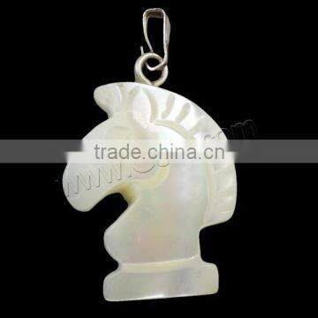 White With Brass Bail Natural Freshwater Shell Pendants