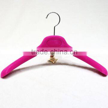 Unique pink flocking clothes velet hanger for display