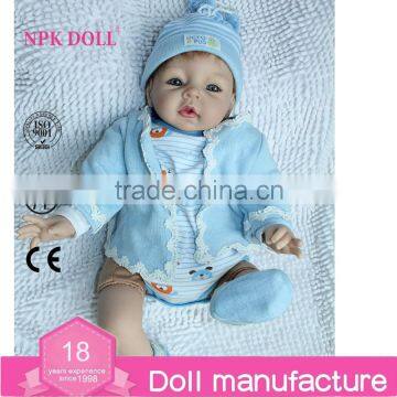 22inch Silicone Reborn Baby Doll Wholesale Fashion Doll Blue Handmade Doll Clothes Newborn Lifelike Doll photo-4