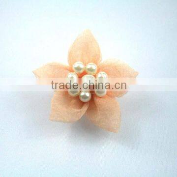 Pearl 5 petals organza ribbon flowers