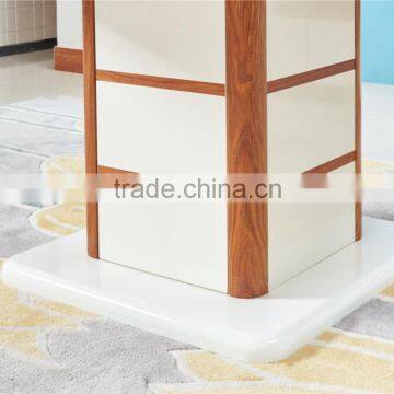Modern Wooden High Glossy White and Teak Color Round Functional Dining Table and Dining Chair in Dining Room Sets photo-5