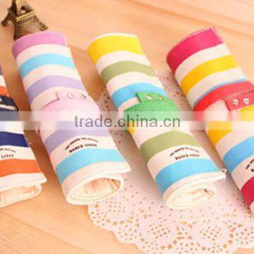 Newest stripe printing roll up school pencil case made in china