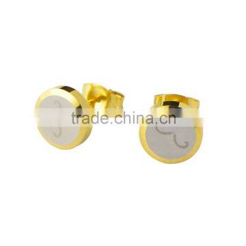 Fashion Tungsten Earring Pure Tungsten Gold Plating Stud Earring Moustache Laser Design