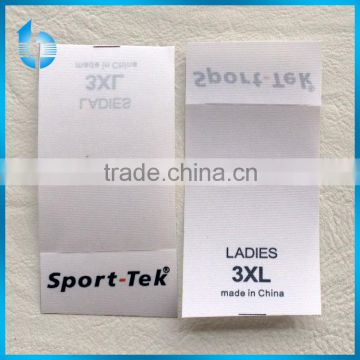 Export environmental damask printed size label for brand garments