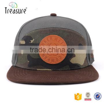 High quality low MOQ leather patch cotton snapback hat cap                        
                                                                                Supplier's Choice