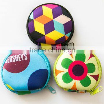 Beautiful small neoprene coin case money bag can customize size and loge, very popular purse bag for change coin