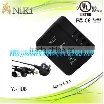 Fashionable Black USB Hub 4 Port with 2.0 USB revision