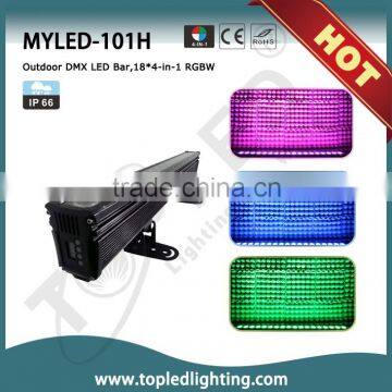 CE&RoHs Certificate Excellent Color Mixing Outdoor IP66 LED Bar 18* 4-in-1 RGBW Wall Washer LED Light