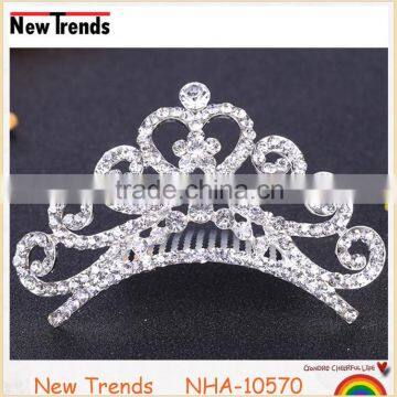 Shining crystal heart pageant crowns, bridal crown queen crown for sale