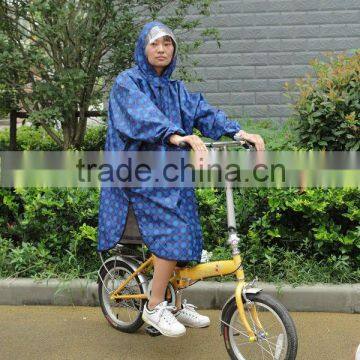 waterproof Japanese style flower breathable 190T PU coating long bike sleeve poncho raincoat