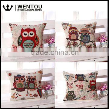 Wentou Vintage PP Cotton Filled Soft Embroidery Owl Pillow photo-2
