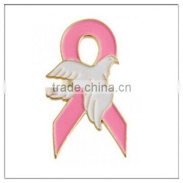 new custom pink ribbon brooch with dove
