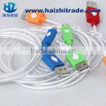 Micro usb data cable with led light design for samsung mobile micro usb cable for Android phone