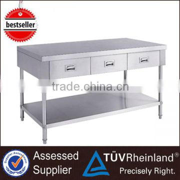 S056 Restaurant Stainless Steel Work Table With 3 Drawers With Under Shelf