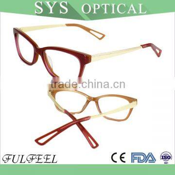 High quality eyewear acetate ocular glasses with metal temple