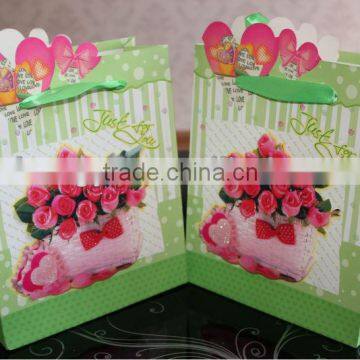 Lovely Eco-friendly high quality decorative 3D handmade flower paper gift bags