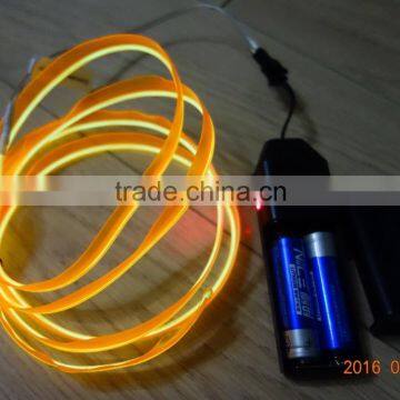 AAX2PCS Battery Clothing fabrics decorate "Polar light 2"2.3mm Single welt in center Yellow EL WIRE