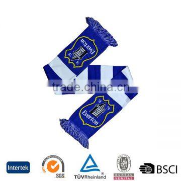 2016 best sellers hign quality logo embroidered OEM Everton football scarf