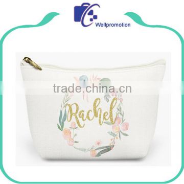 Wholesale custom travel eco friendly canvas cosmetic bag for makeup