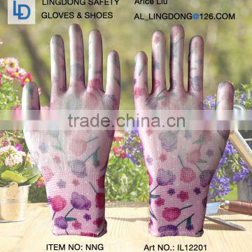 Plain Style and Daily Life Usage nylon PU glove