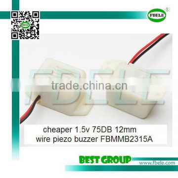 cheaper 1.5v 75DB 12mm wire piezo buzzer FBMMB2315A