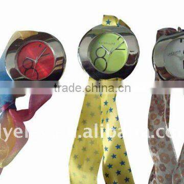 Colorful Fashion Wrist Watch With Silk Strap